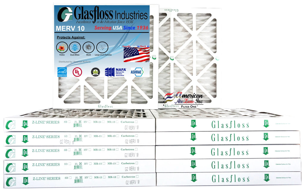 Filter Office of - Pleated - or (Pack MERV 2" Air AC The - or In - Air 10 18x18x2 Filter Air Furnace Glasfloss 12) - Filter - HVAC Home Made USA.
