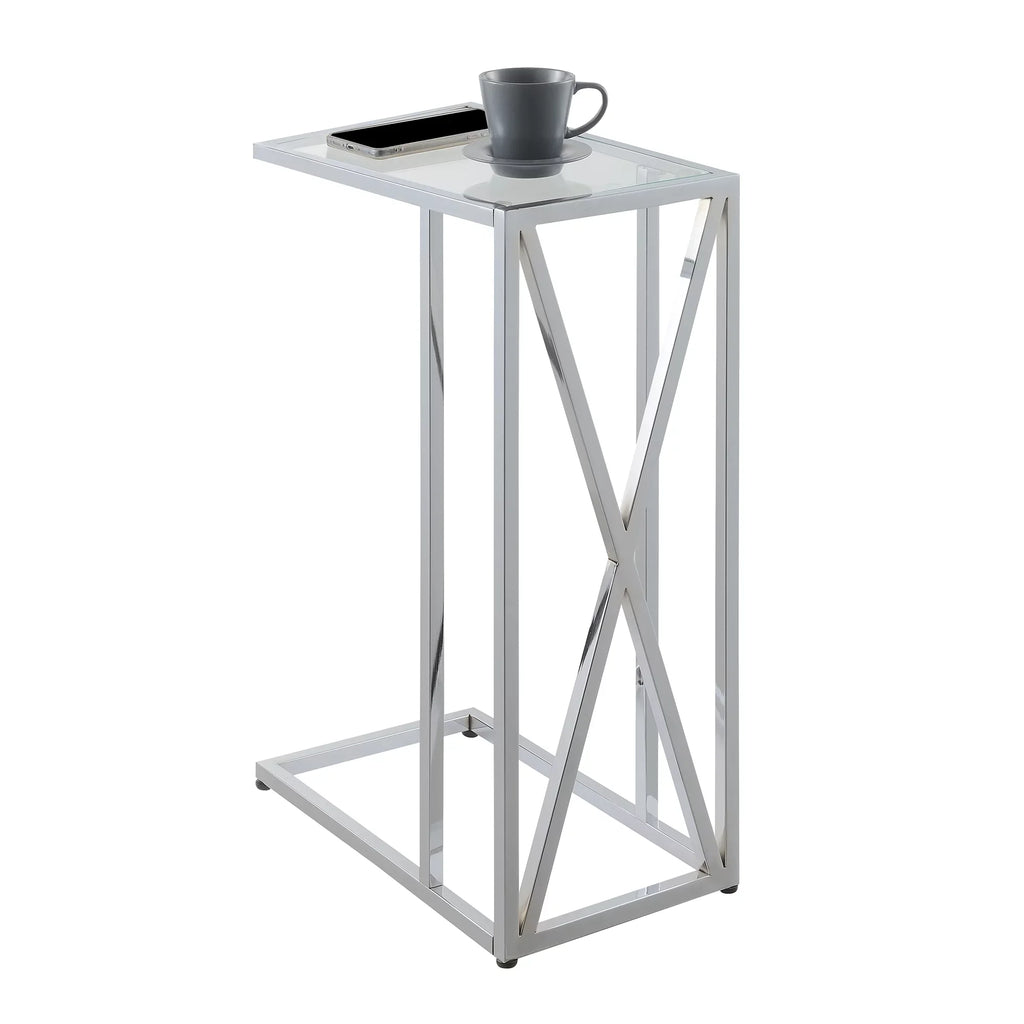 Chrome End Chrome Oxford Convenience in C Frame Concepts Table Glass Glass &
