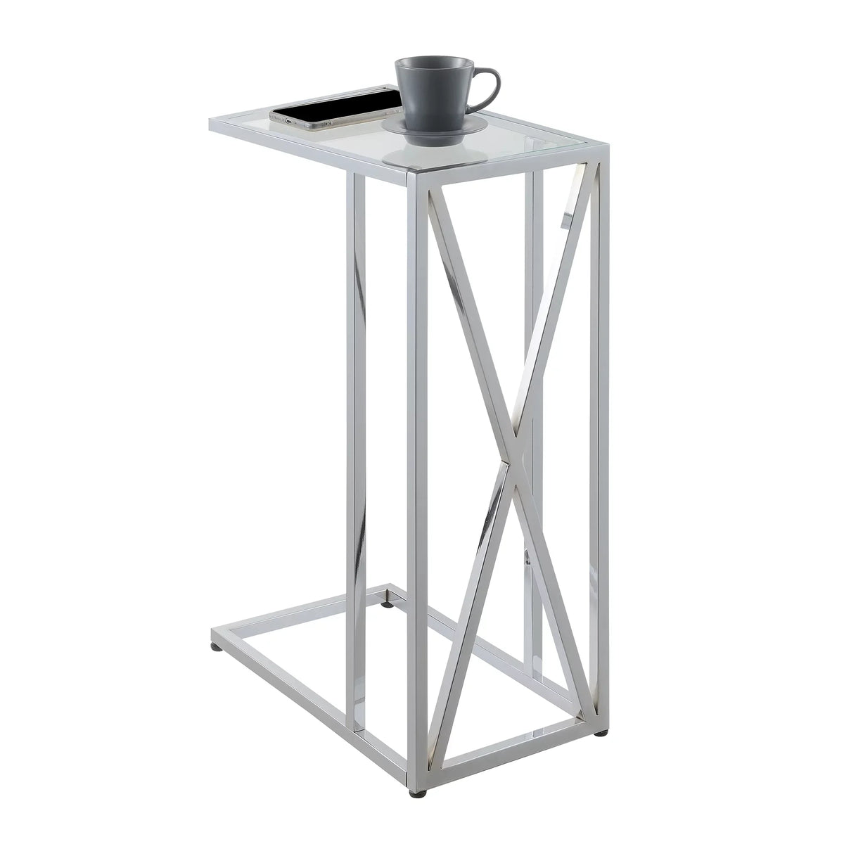 Chrome End Chrome Oxford Convenience in C Frame Concepts Table Glass Glass &