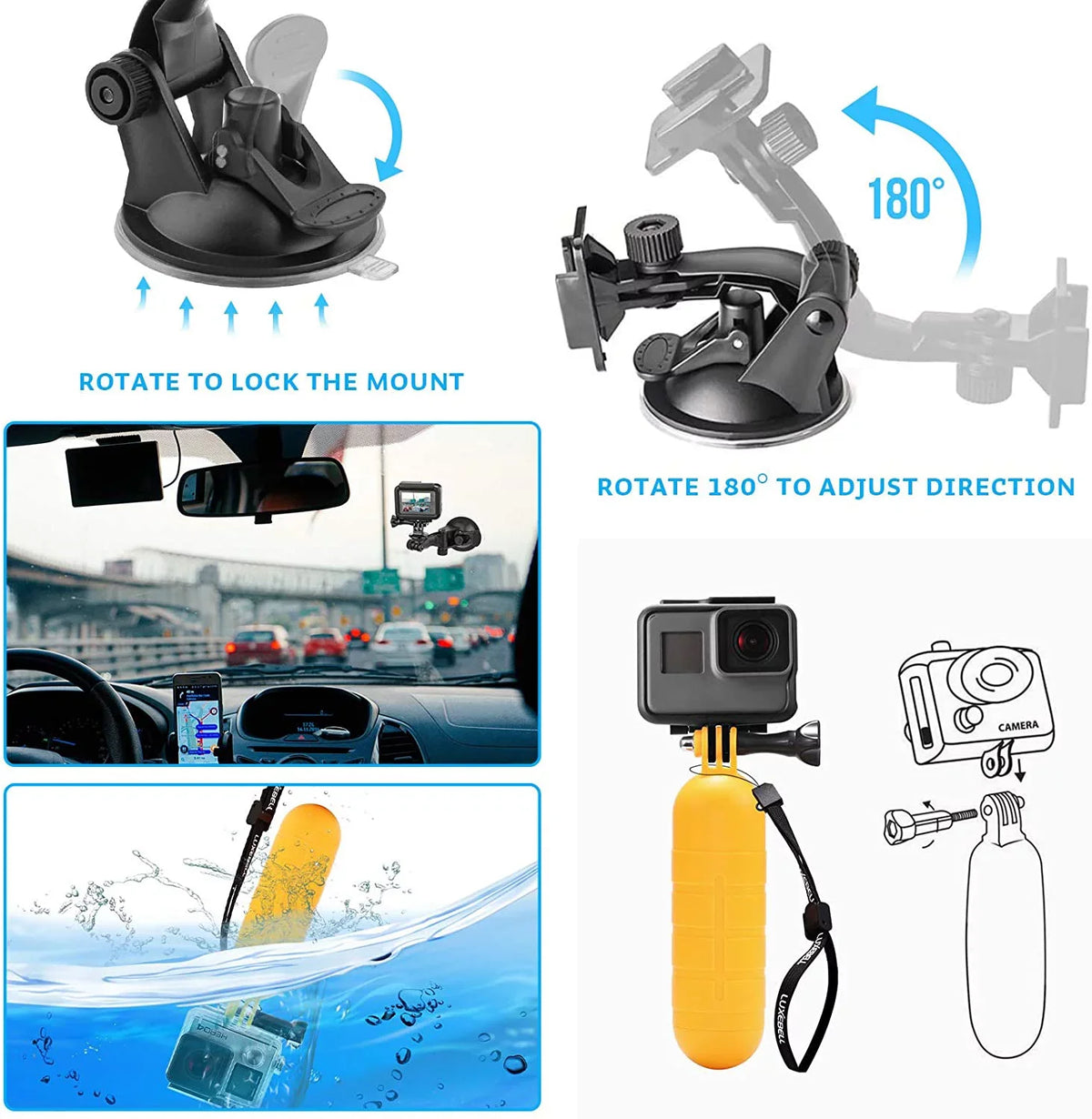 6 Action 5/Hero EK5000 Hero EK7000 5/Session 8 Kit AKASO Camera 4K 4/3+/3/2/1 Accessories GoPro 9 for WiFi 7