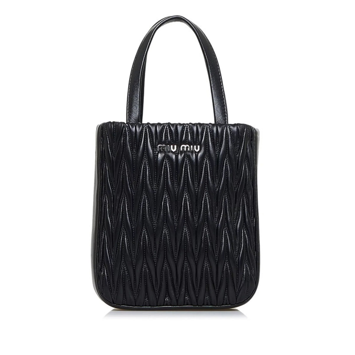 (Good) Miu Miu 5BA220 Leather Shoulder MIUMIU Materasse Black Pre-Owned Ladies Nappa Miu Bag Silver Crystal