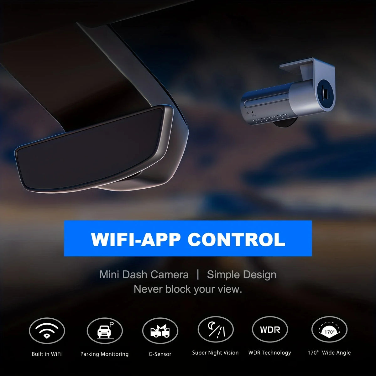 MAX Car Cam APP Camera G-Sensor Support Vision 128G VVCAR Smart Control Dash 2K A1-2K WiFi Built-in Loop Night 1440P Recording