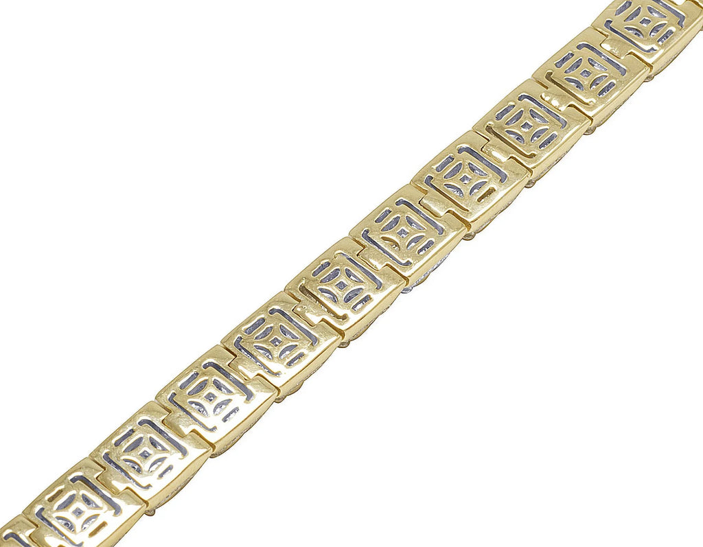 Cluster Gold Diamond 8MM Yellow 8.5" 6.6 Bracelet Men's 10K CT