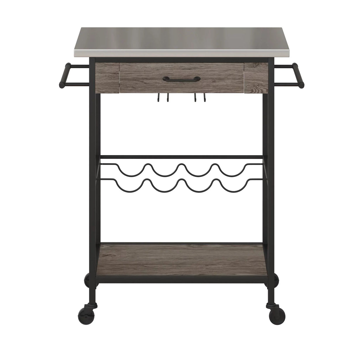 Black Multifunctional Storage, Kitchen Rack Metal, Steel Cart, Stainless and Nora Novogratz and Brown Wine Pantry