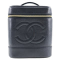 in Mark Vanity Handbag Black Made Matte France (Good) Pre-Owned Skin Coco Caviar Zipper Ladies CHANEL