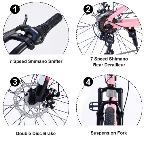 7-Speed Mountain bike,Suspension Bike fork,Aluminum Frame,10 24 for shimano inch Boys Mountain inch Frame alloy and Girls