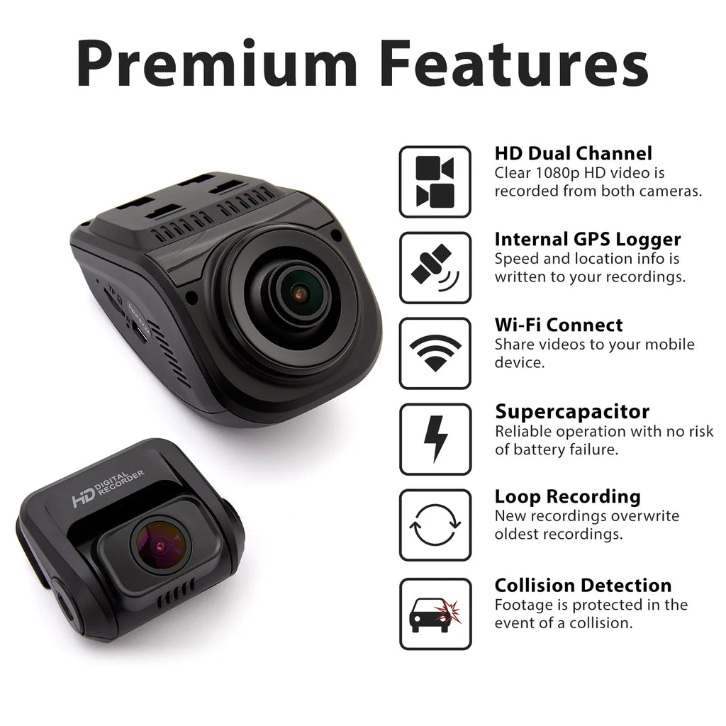 1080p and Rear Front Dash Full Rexing Pro HD V1P Cam
