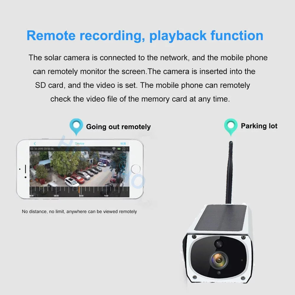 Powered Outdoor Detection, Surveillance Rechargeable Video Waterproof, IP Camera, Energy WiFi Powered, Motion Camera Cameras, Solar Wireless Security Battery 1080P
