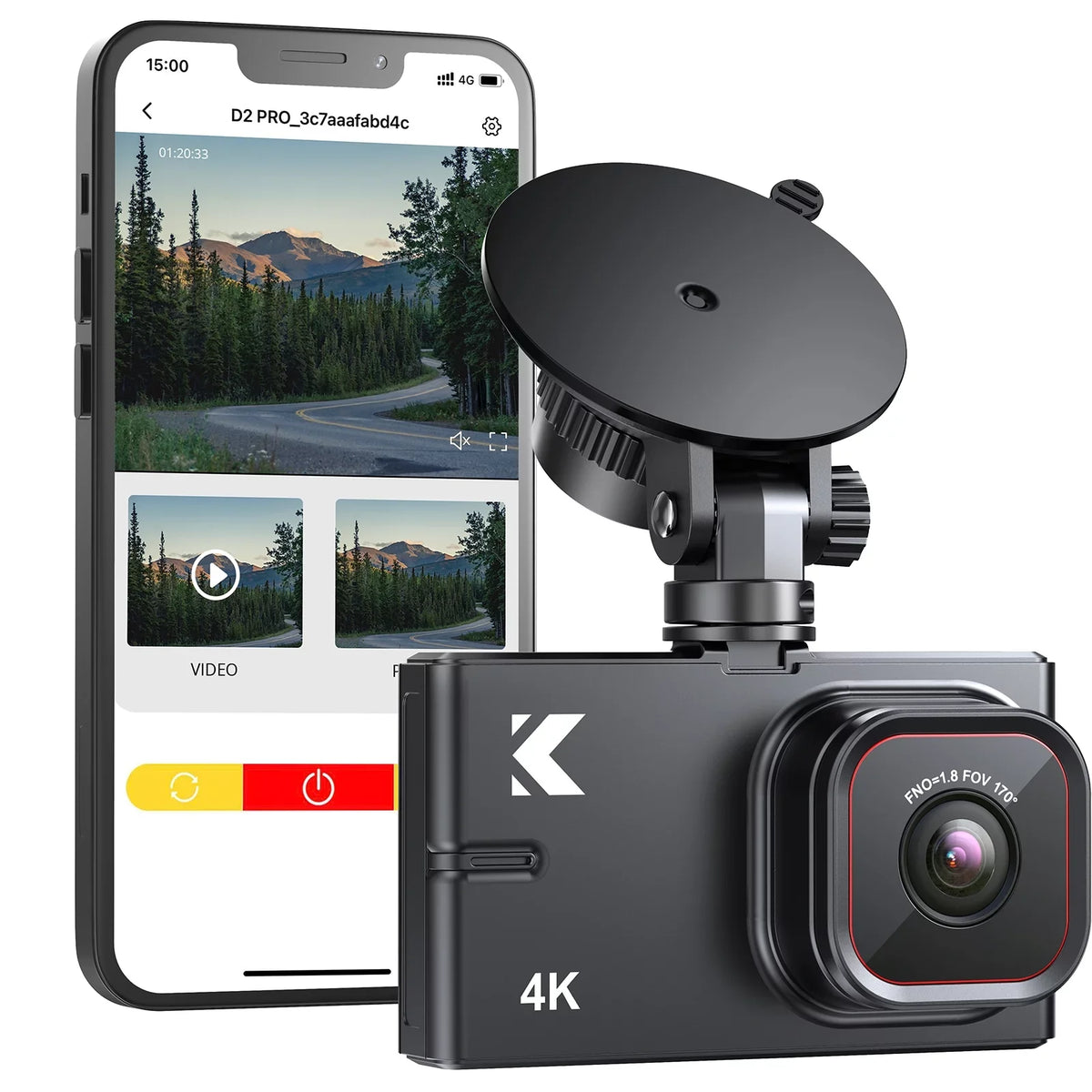 with Cars, Car Dash Front Kingslim Vision and Camera 4K and Dash D2 - and Dashboard with Supported[Upgraded Parking Dual Cam Pro 256GB Version] WiFi Monitor, for Cam 1080P Front Rear Night 4K Rear