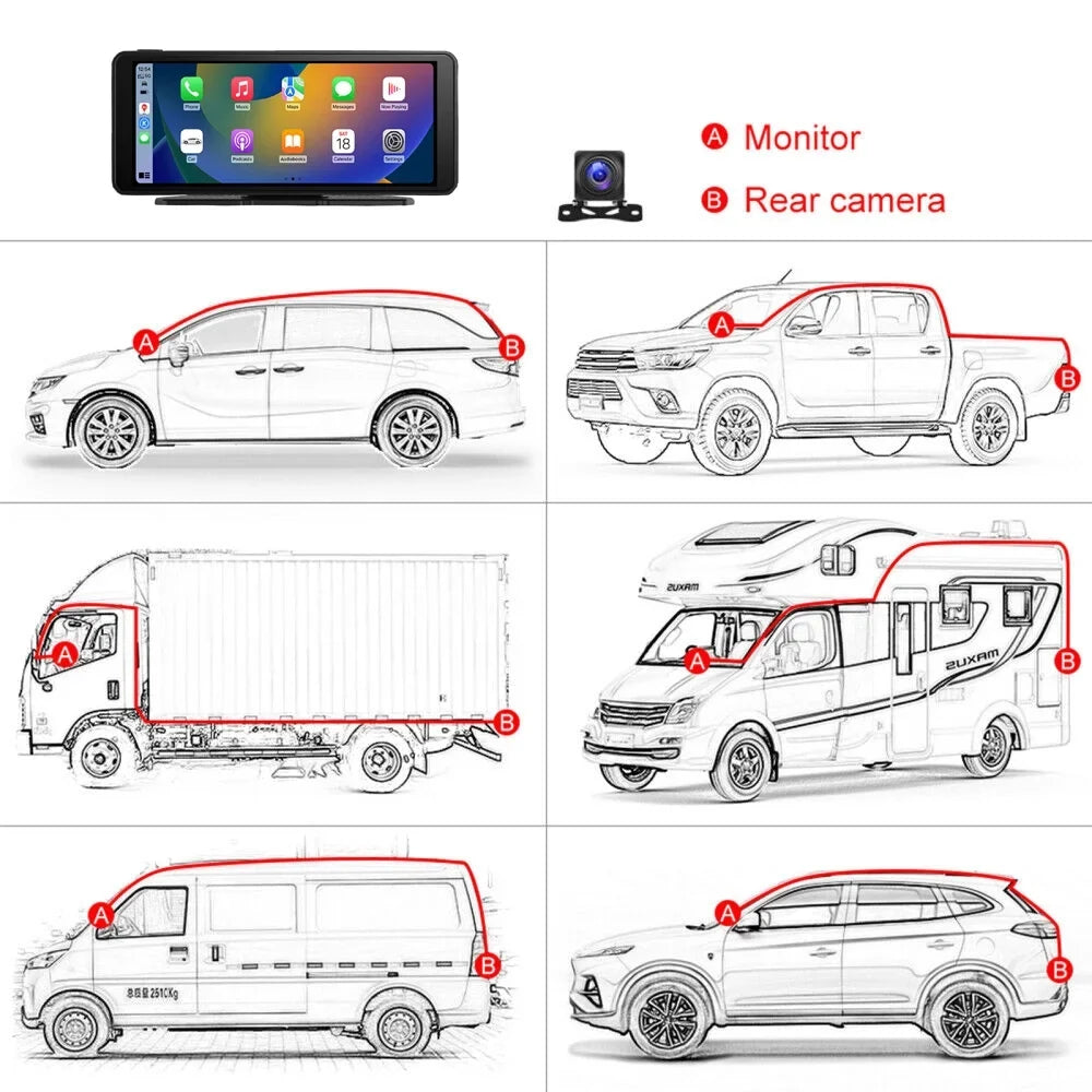 Virwir inch 6.86 Carplay Car Camera Apple Stereo Wireless and Apple Screen Carplay with Backup Touch Portable Auto1080p Link Mirror Android