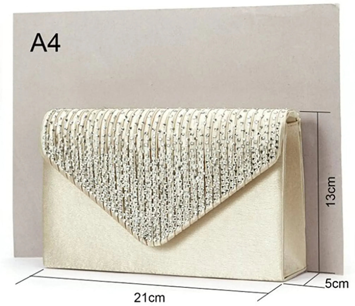Handbag Purse Satin Rhinestone Frosted Wedding Women's Clutch U-Story Evening Bag