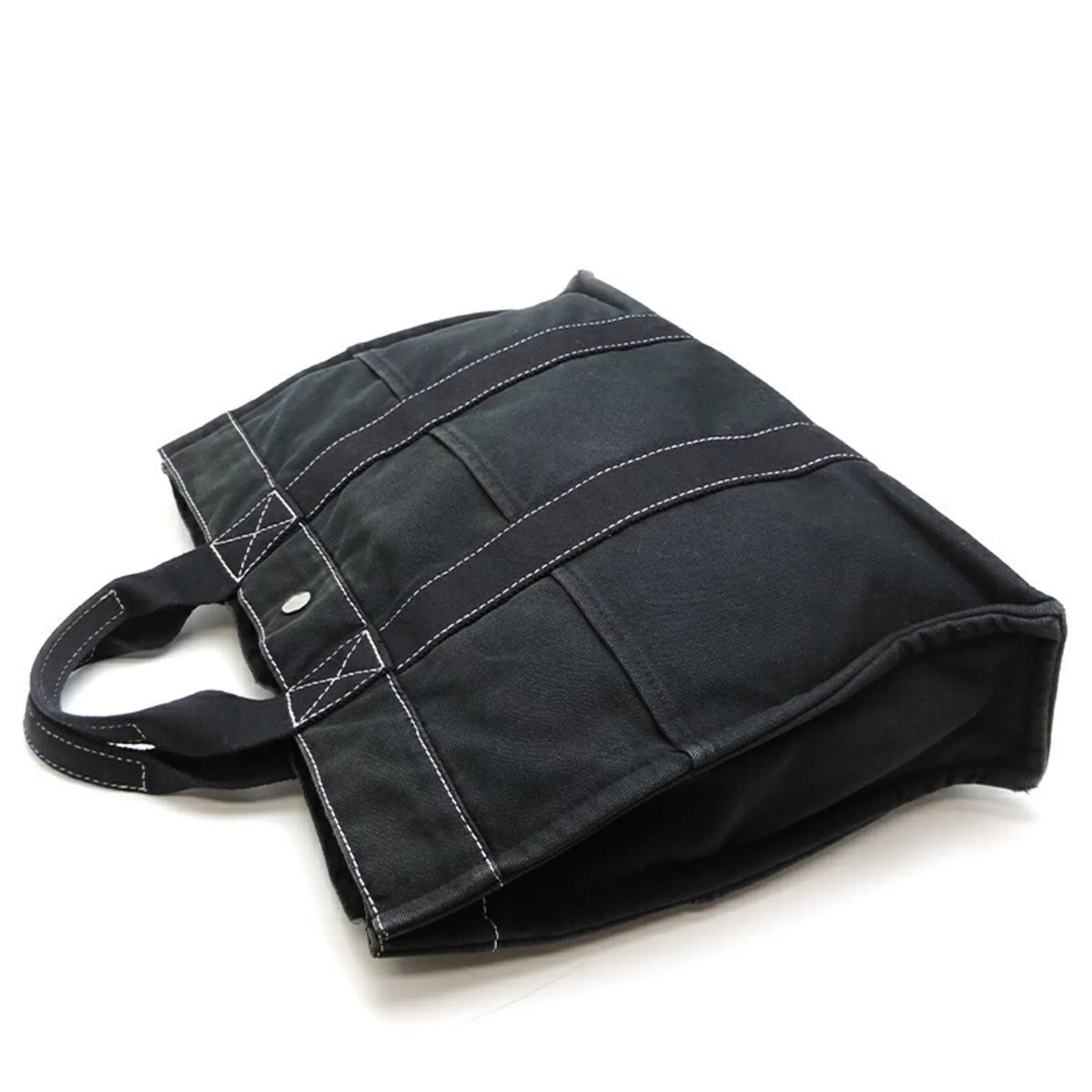 Deauville Cotton Ladies Bag Pre-Owned MM Canvas Black (Fair) Tote Hermes