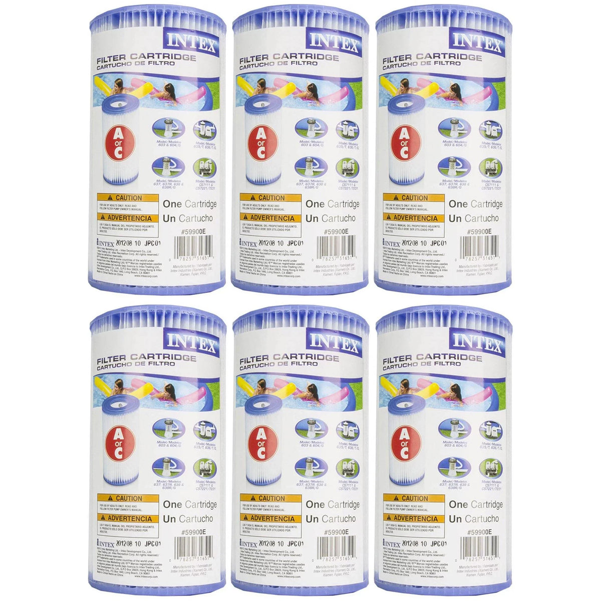 (6 18' Pack) Inflatable Outdoor Set Pool Filter Cartridges with 48" x Intex