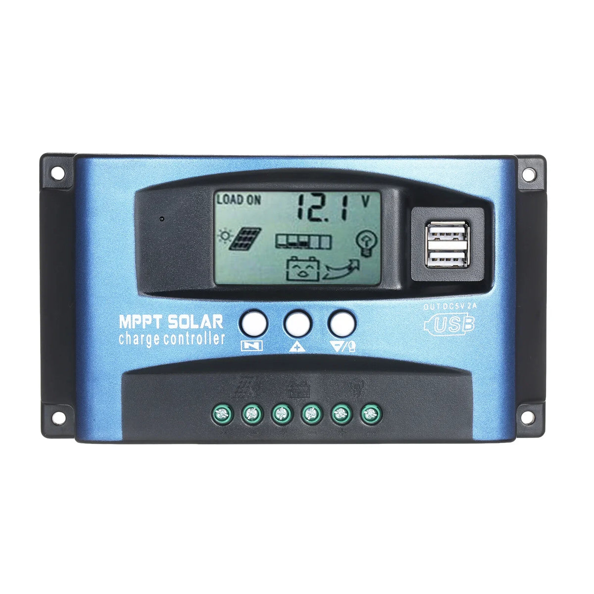 MPPT Controller USB Solar Controller MPPT USB Output LCD Solar Identification 12V/24V Charge Dual 5V/2A Smart Dual Automatic Tracking Screen