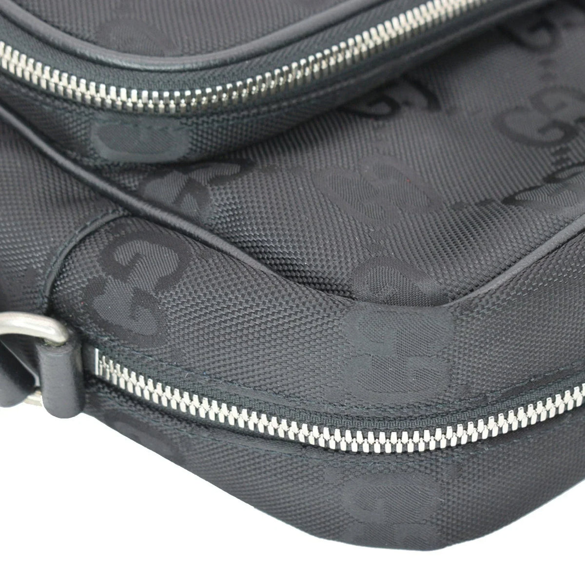 625858 Shoulder Off Monogram Black Nylon Pre-owned The GG Grid Bag GUCCI