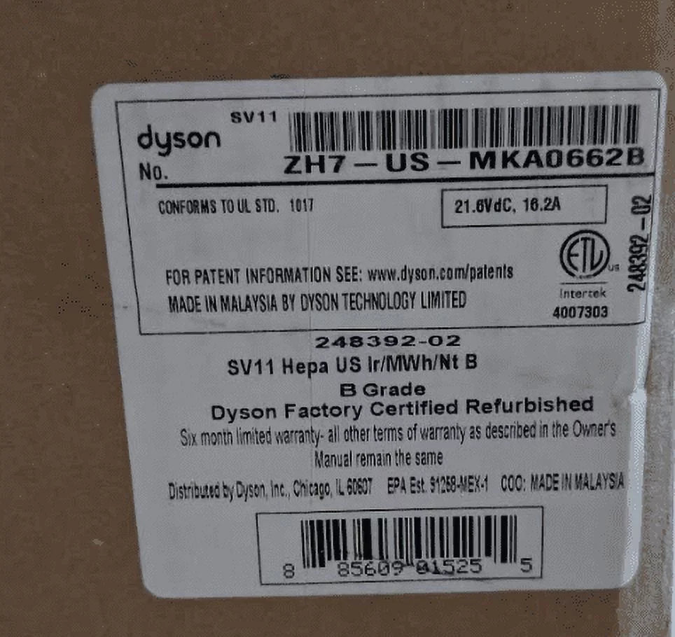 Dyson V7 Vacuum, Cordless White-REFURBISHED HEPA Allergy