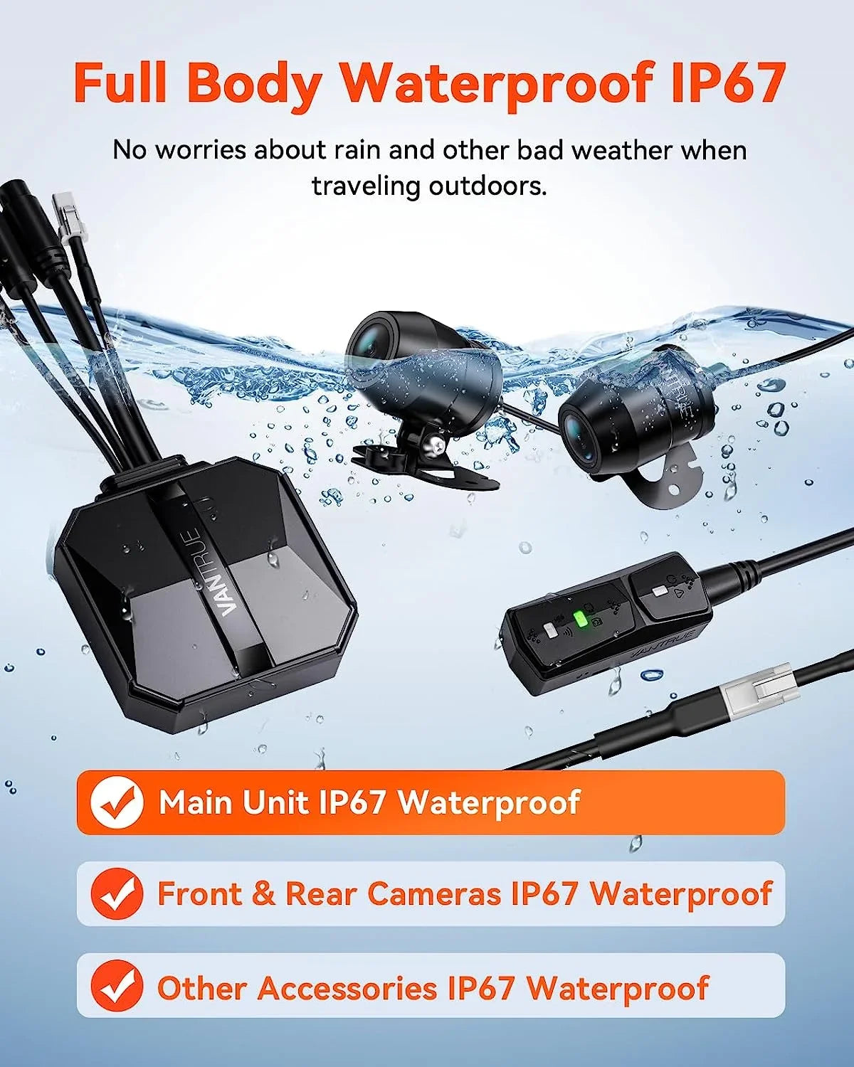 Card) (4K 1080P) Dashcam F1 | 4K GPS | Parking Motorcycle Mode WiFi (No SD Vantrue +