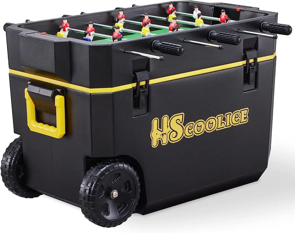 65 Outdoor Wheels, Foosball Red Chest Hard & for Family Barbecue, Portable Camping, Cooler Cooler Picnic, Gathering Table, with Ice - with Black QT Ideal
