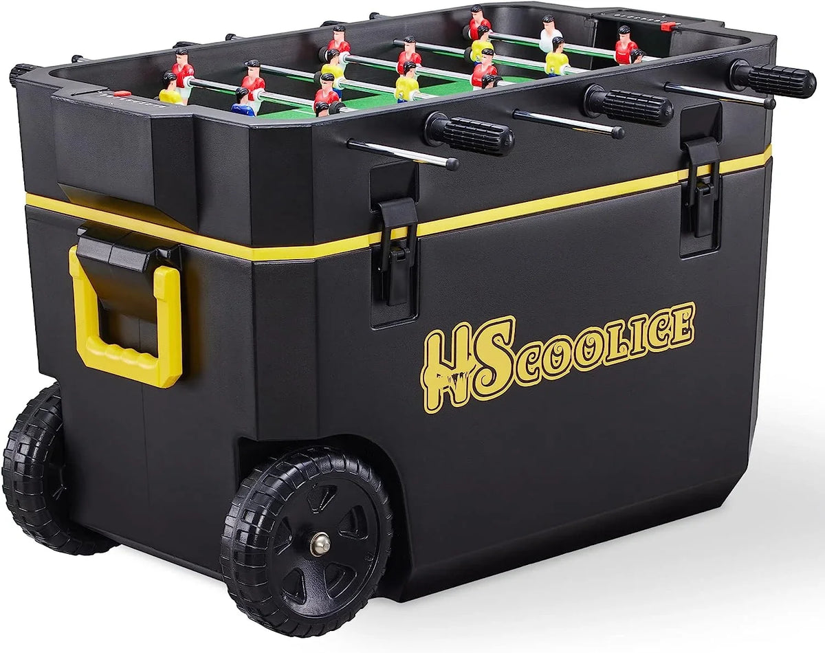 65 Outdoor Wheels, Foosball Red Chest Hard & for Family Barbecue, Portable Camping, Cooler Cooler Picnic, Gathering Table, with Ice - with Black QT Ideal