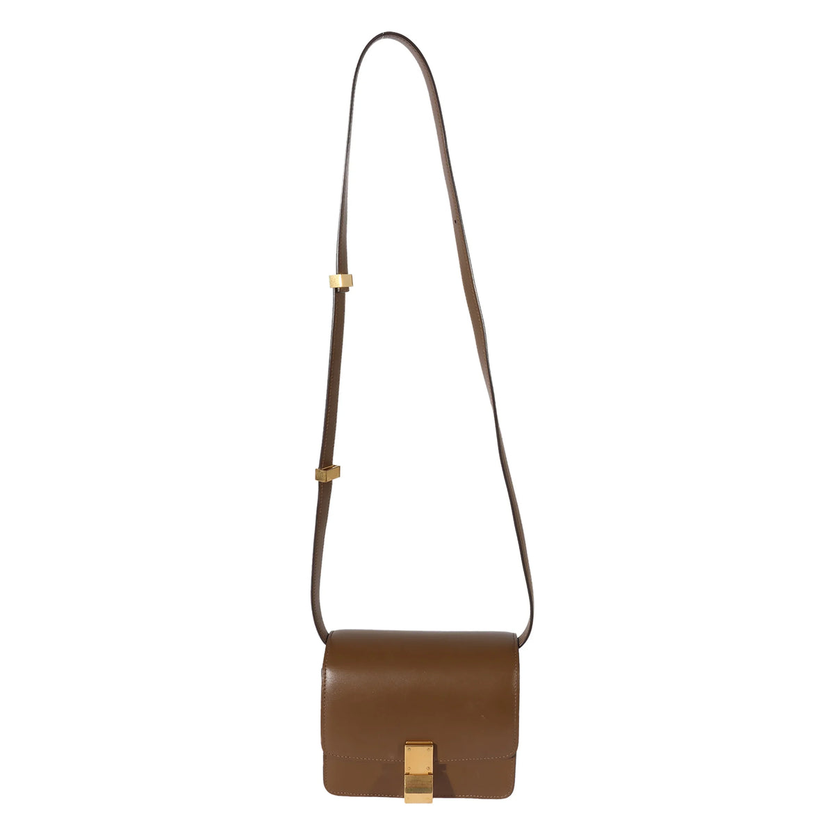 Small Smooth Celine Leather Box Bag Brown Pre-Owned