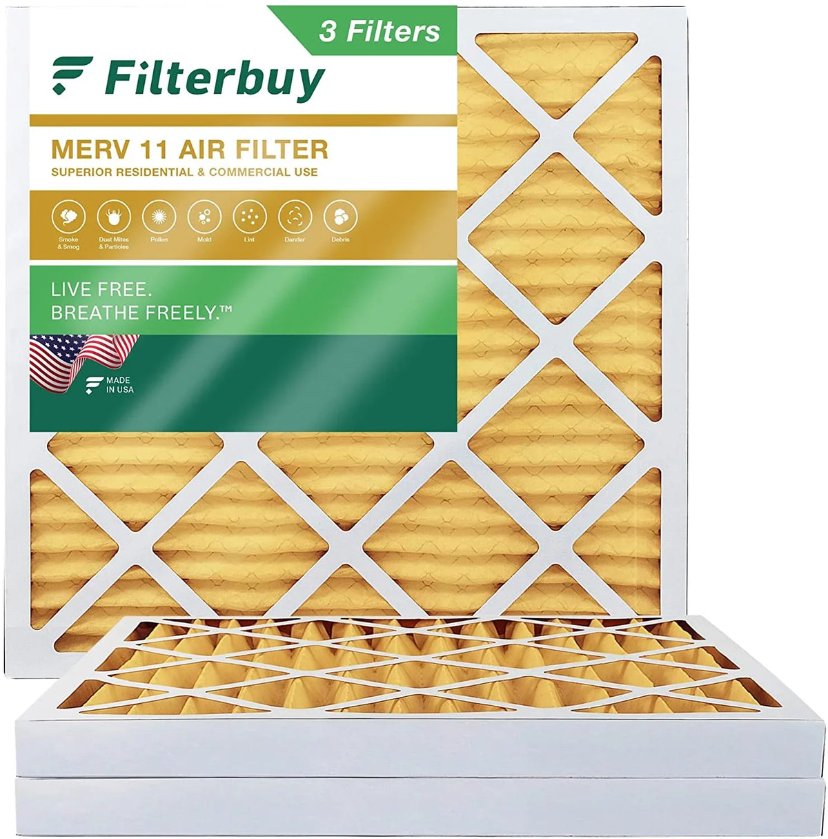 HVAC 11 AC Filterbuy Pleated (3-Pack) Furnace MERV Filters 20x20x2 Air