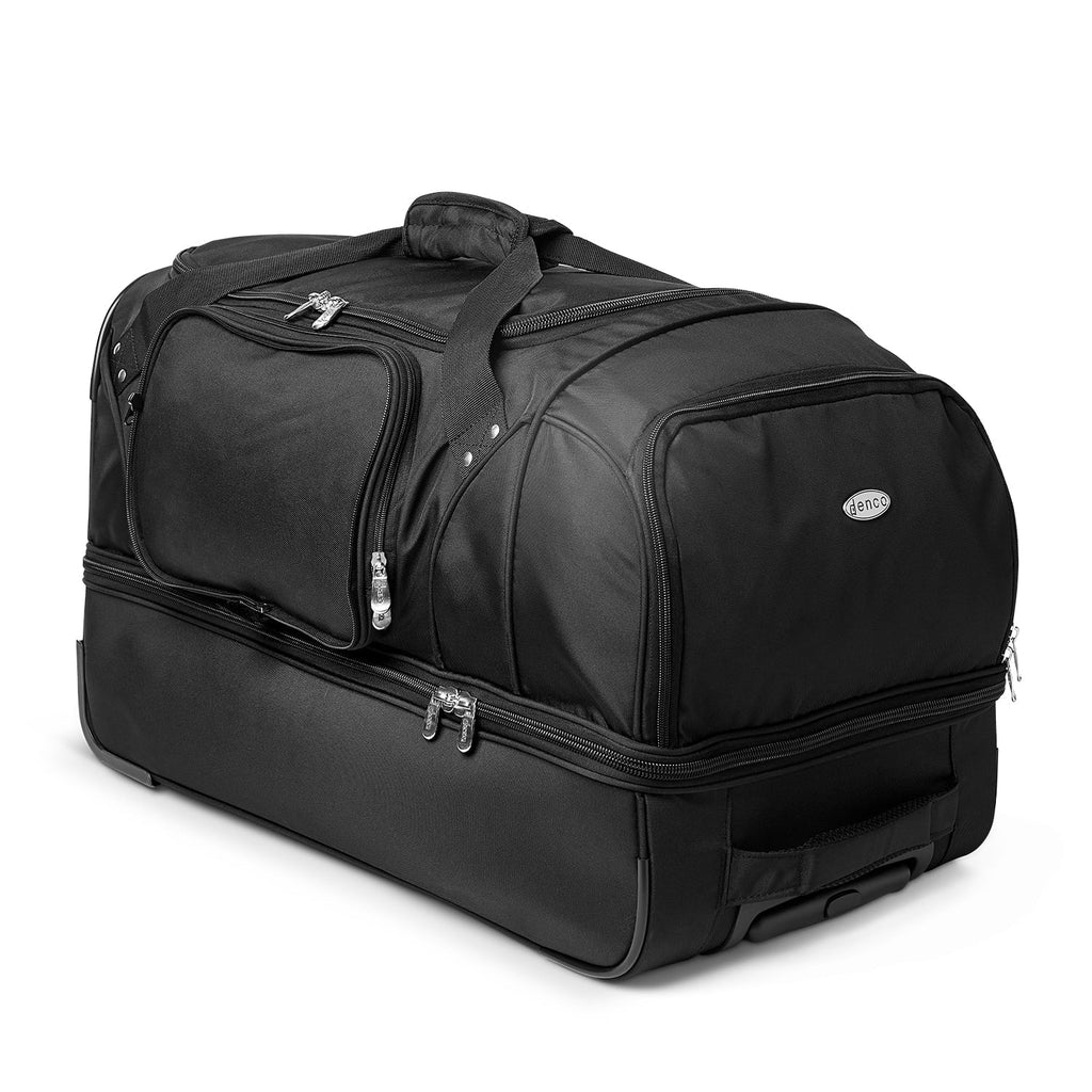 27'' 2-Wheel Rolling Duffel Bottom Buckeyes Ohio Drop Black Bag MOJO State