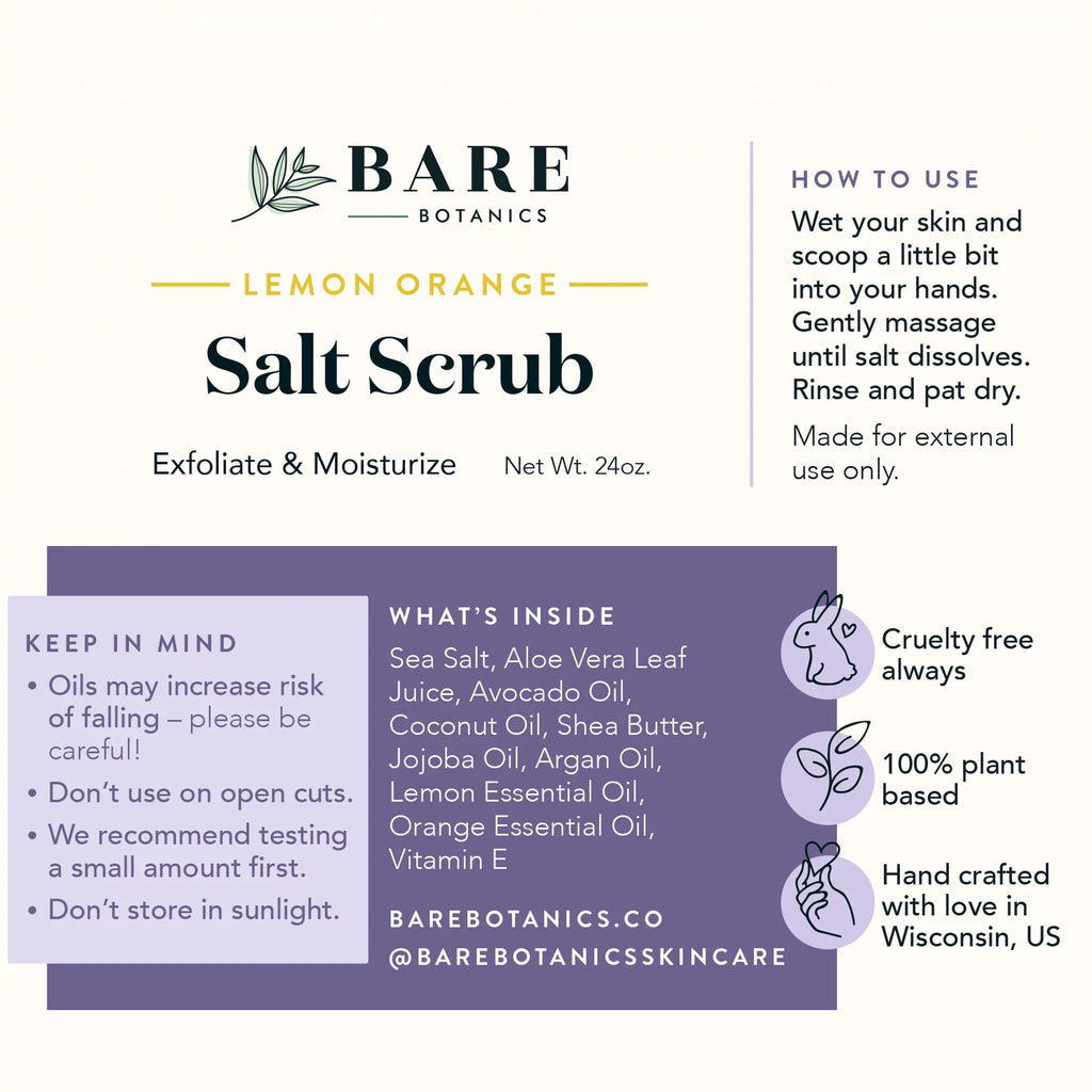 Body 24 Scrub Salt Scrub oz Bare Botanics Lemon Sea Orange