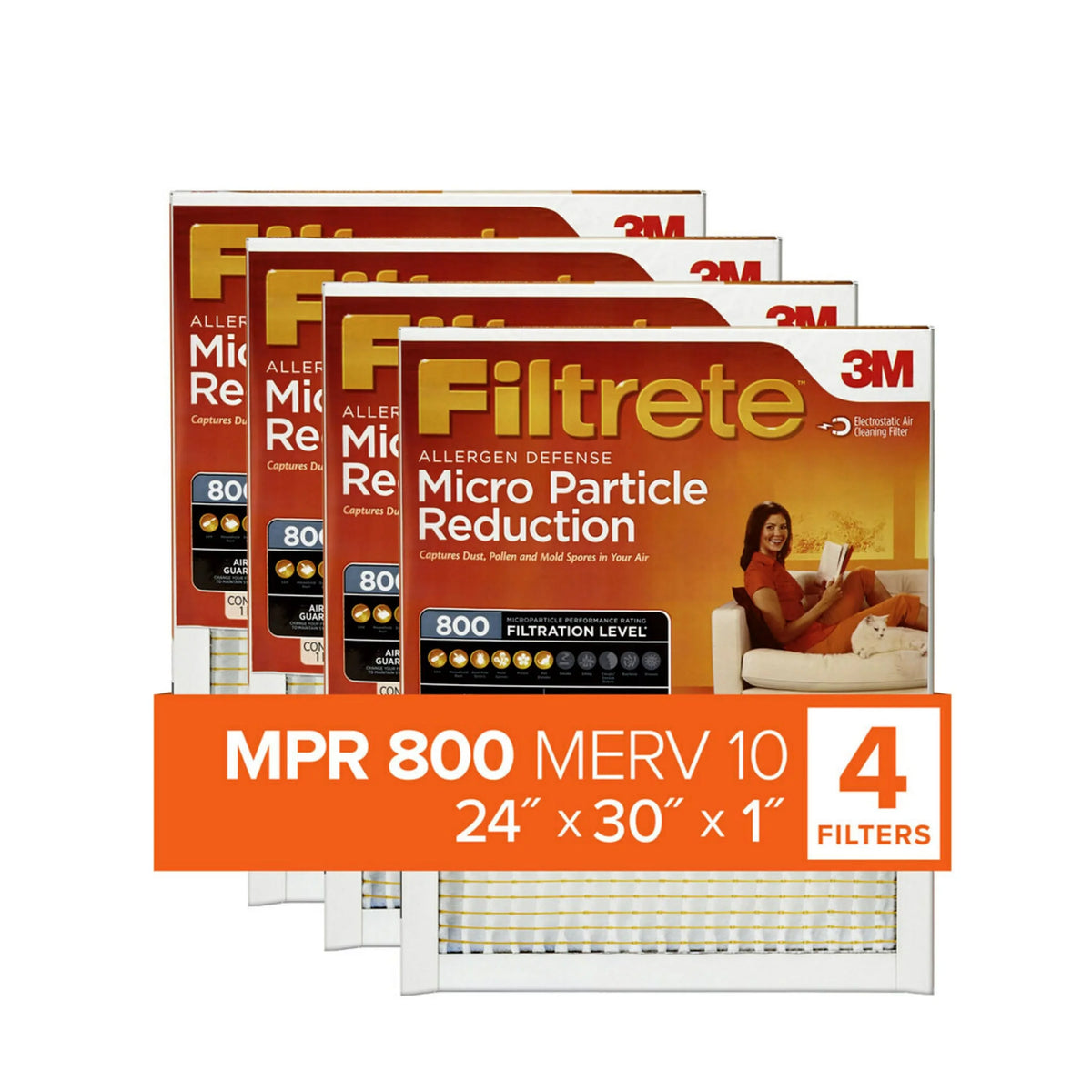 24x30x1 Micro 800 10, Reduction, Filters Filtrete 4 Filter, Particle MERV Air MPR