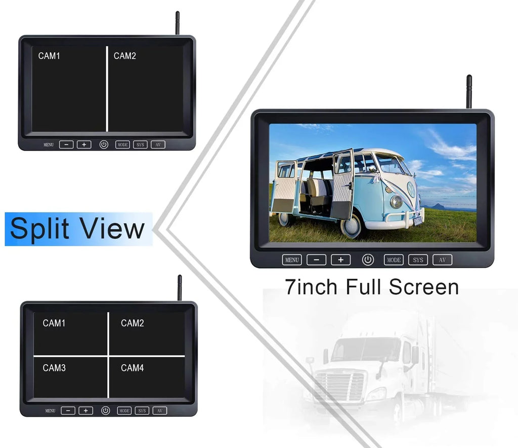 Camera Rear Split Camera Truck with 2 1080P Backup Wireless Trailer Touch System 5th Waterproof Wheel,BW702 View Monitor, HD Side for ZEROXCLUB 7-inch RV IP69 Wireless Dual/Quad DVR View