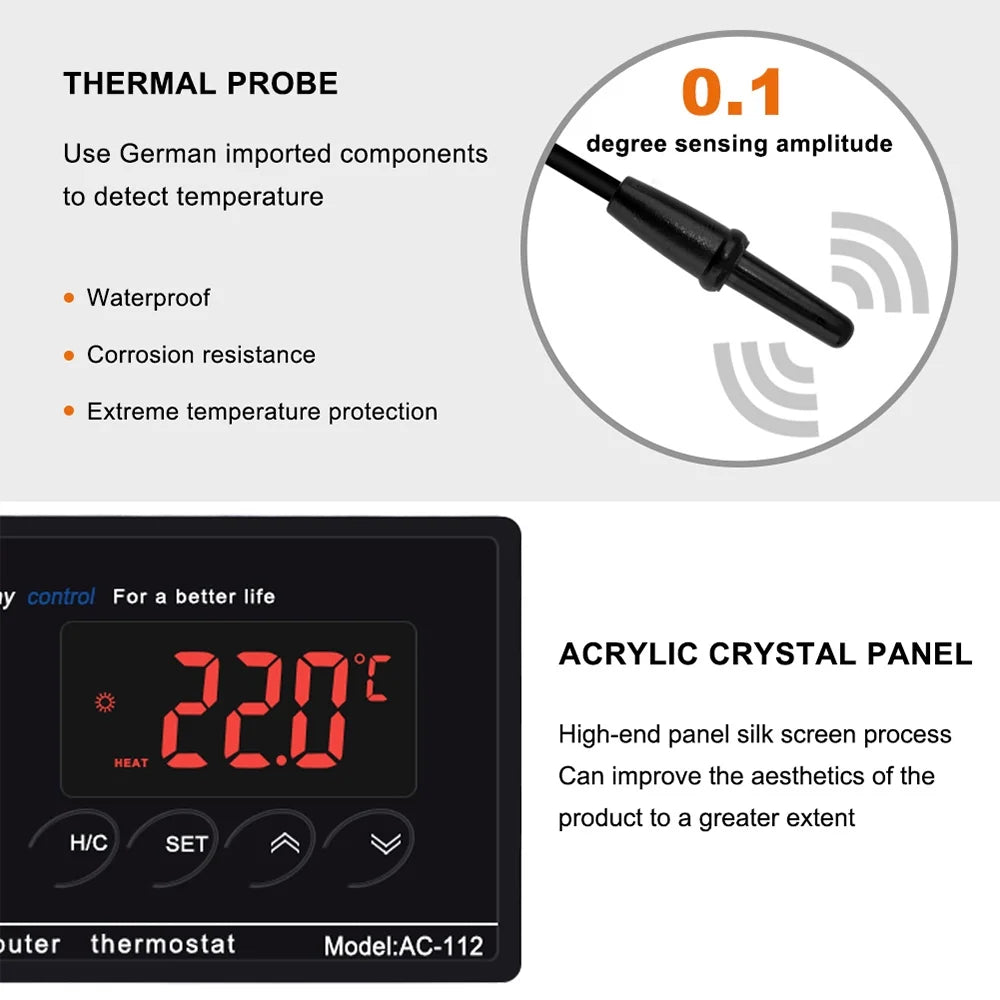 Reptile Incubation House -40℃~110℃ for Controller with Thermostat Thermostat Cooling Freezer Green Controlled Home Chest Carevas Temperature Plug & Digital Brewing Mode Heating Outlet Reptiles