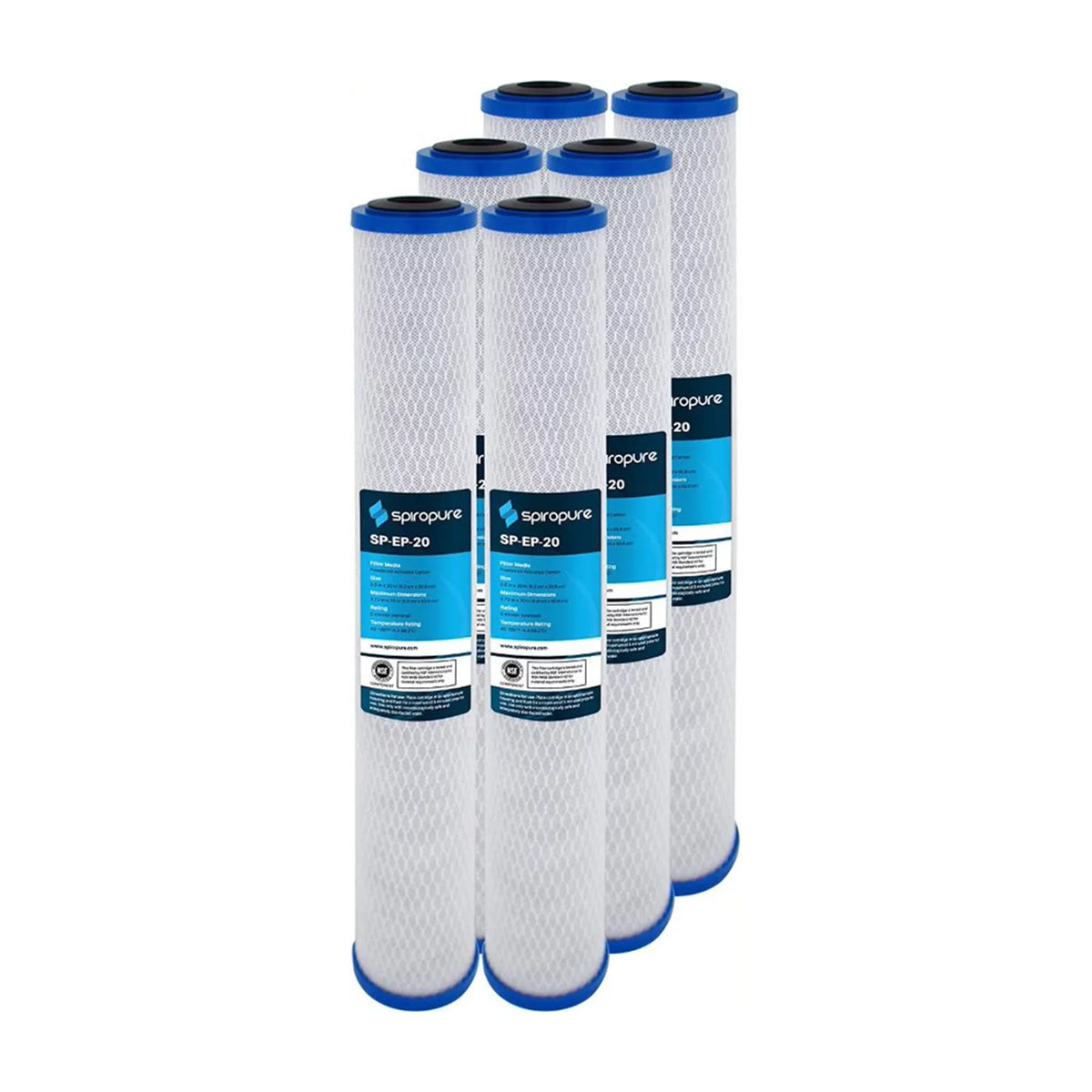 20 2.5 6 SpiroPure SP-EP-20 Carbon Water Filter Replacement, Pack Inch x