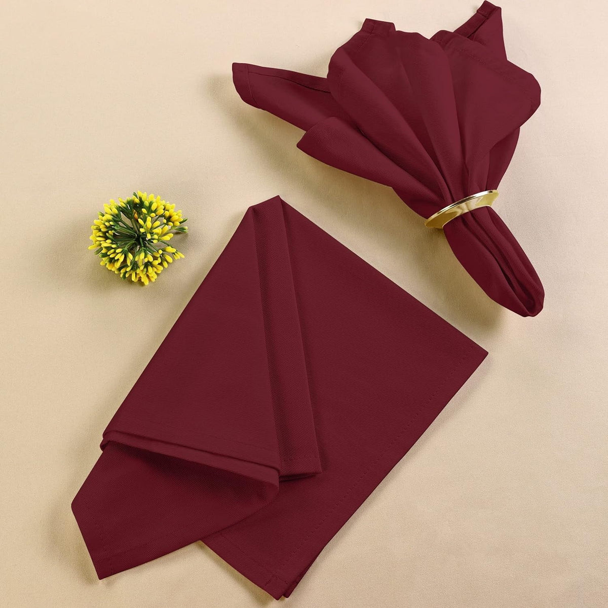 Pack, Burgundy Cotton Napkins Washable Event Restaurant, and Parties Cloth Hotel, 18x18 Reusable Weddings, and 18x18 for Blend Inch Table Kitchen Burgundy Dinner Lunch, [12 Napkins Utopia Inch]