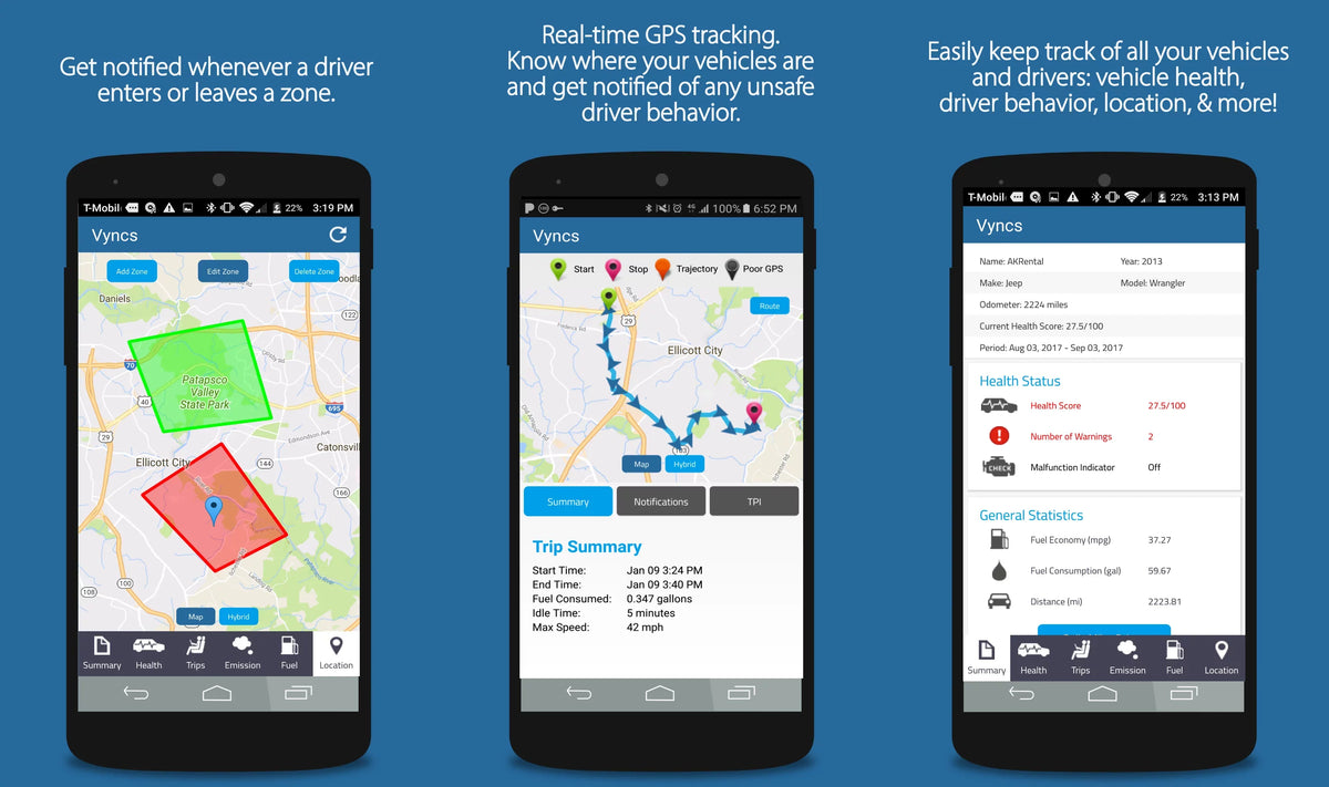 Tracking, Free Safety Plan, Emission GPS No Monthly OBD, Year Time Vyncs Report, Car/Truck Data Fleet Alerts, Report SIM, LTE Vehicle Tracker 4G Fee, Diagnostics, Trips, Fuel Real Driver 1 Fleet: