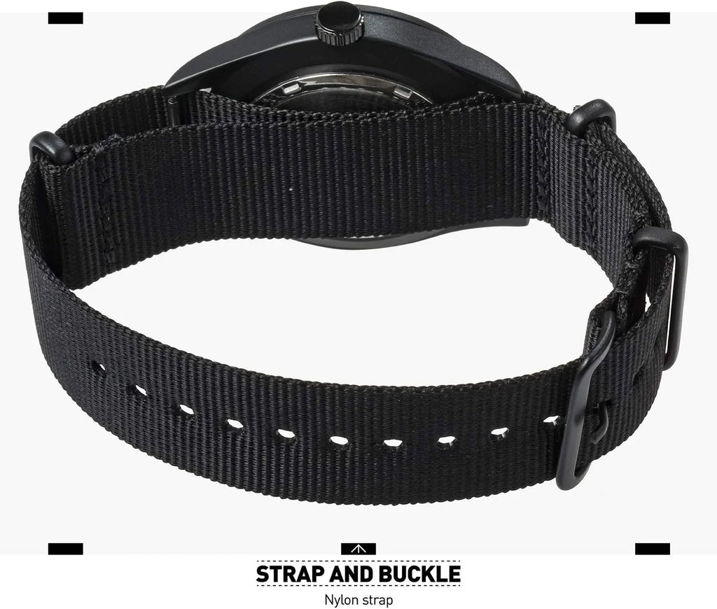 Outdoor Military Black Men's Watches Watch, Men Army Band Sport Tactical Work Wrist Hour Date Wristwatch, for Day 12/24 with Waterproof Field Nylon Analog,
