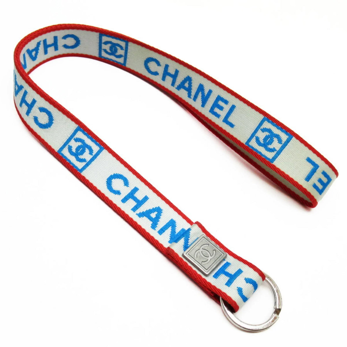 canvas nylon red blue x strap white CHANEL (Good) Chanel Pre-Owned silver neck metal material