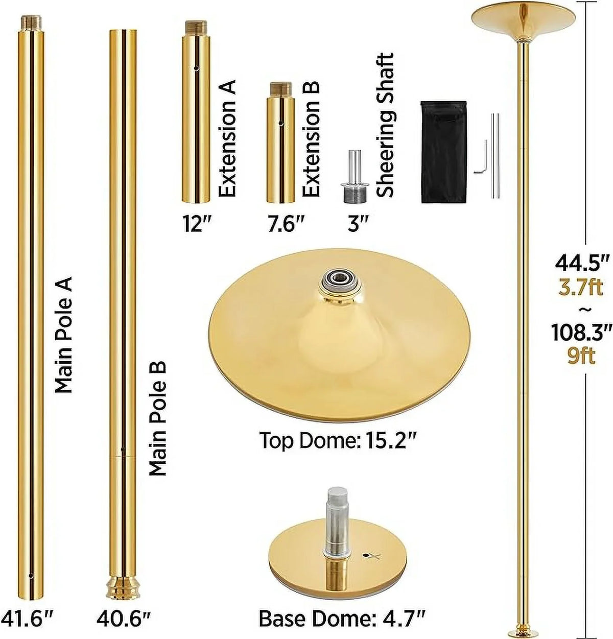 for Club Pub Home Fitness GENREEN Pole Set Removable Kit Party Dancing Pole Dance Portable Spinning Stripper 45mm Dance Exercise Pole Gym Static Poles
