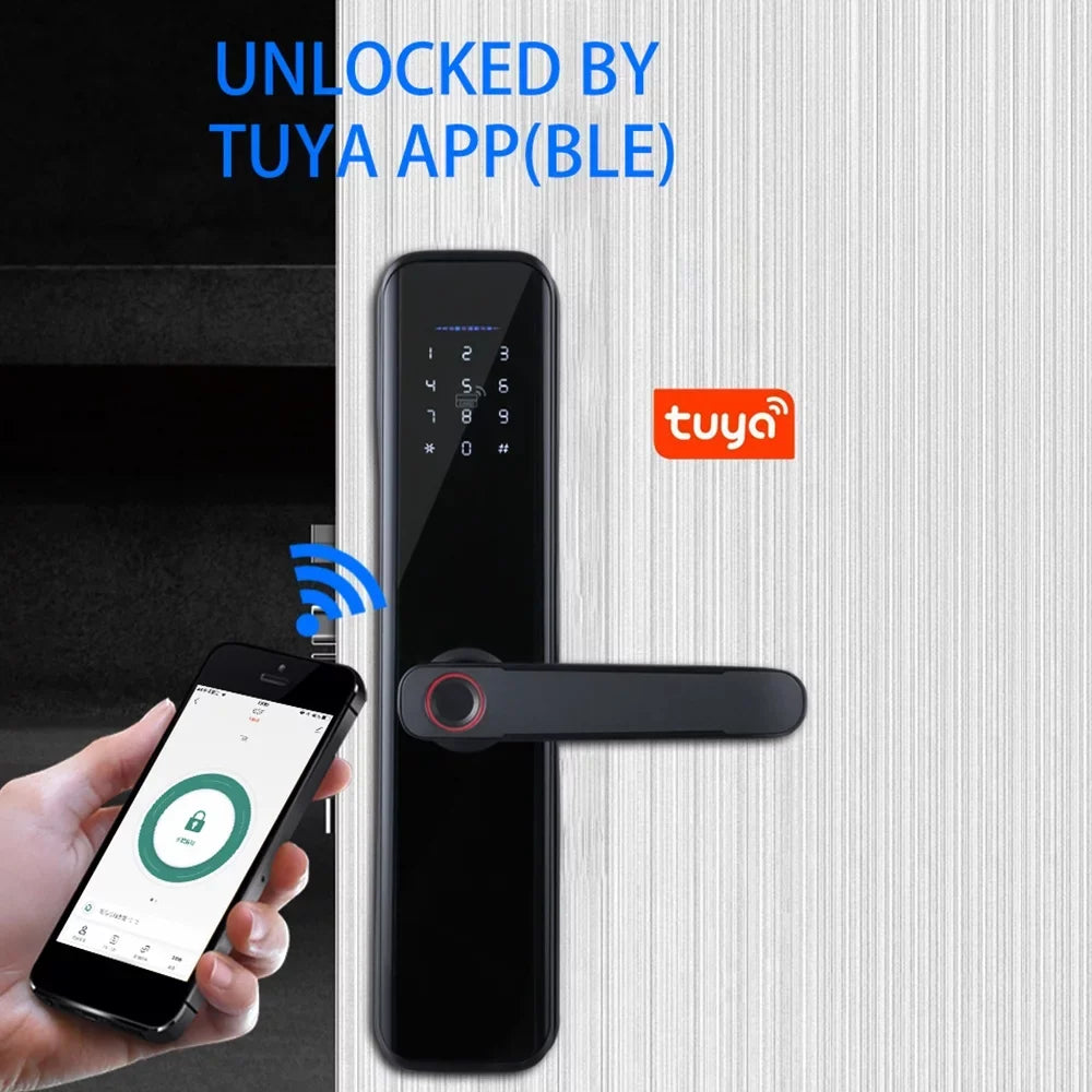 with Key with WAFU Compatible Deadbolt Handle Lock Smart Dcenta Attributes APP Lock Fingerprint Door