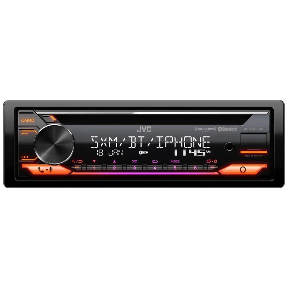 Built-In, Car Single CD 6.5" JVC Amazon 98-2013 Multimedia Coaxial Audio USB DIN with 2x Install Alexa AM/FM Stereo Player Speakers, Kit Car Bluetooth Adapter KD-T920BTS AUX Receiver Harley 2-Way