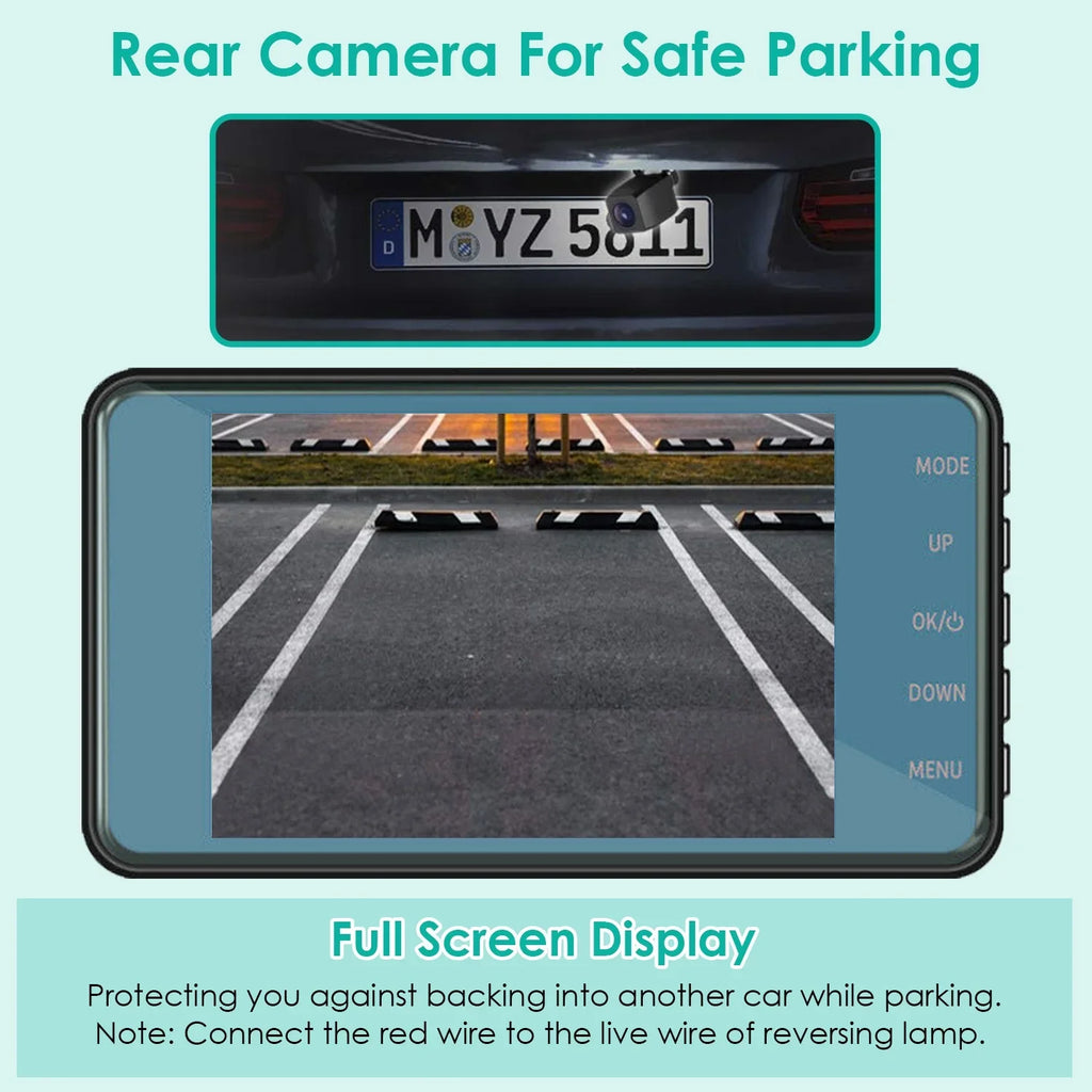 Parking Cam iMounTEK Dash Rear Angle,G-Sensor, and Car Monitor&G-Sensor, Dash 4.5" Camera with 70° Front Super Dual Wide