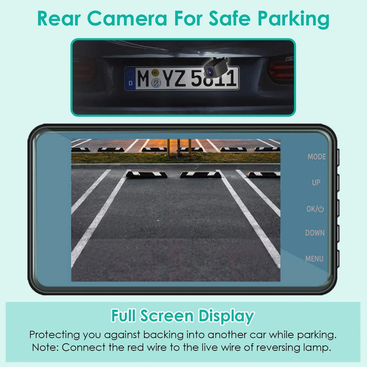 Parking Cam iMounTEK Dash Rear Angle,G-Sensor, and Car Monitor&G-Sensor, Dash 4.5" Camera with 70° Front Super Dual Wide