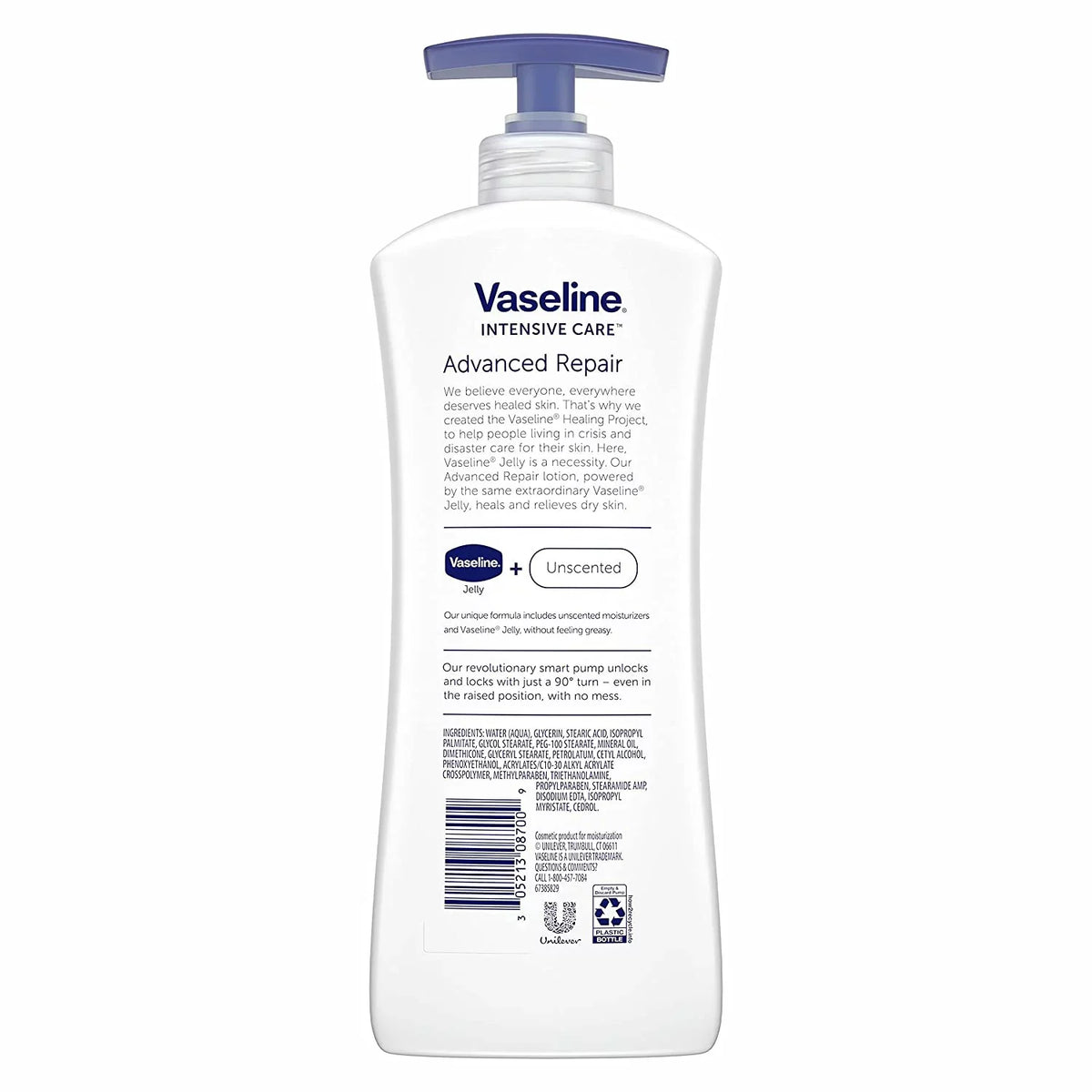 Healing Repair 3 Lotion, Unscented Moisture Intensive Vaseline Advanced - Pack 20.3 Care oz