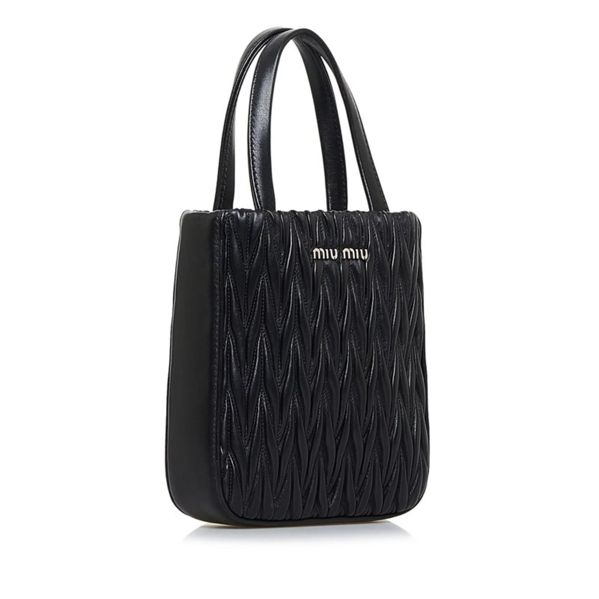 (Good) Miu Miu 5BA220 Leather Shoulder MIUMIU Materasse Black Pre-Owned Ladies Nappa Miu Bag Silver Crystal