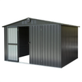 Shed Garden Storage Trash Black) 10'X Door Cabinet Lawn Steel for Backyard, Outdoor Outdoor Storage Can, Tools, with Galvanized Patio, (10X8ft, Homiyad Shed for Lockable 8', Bike, Metal