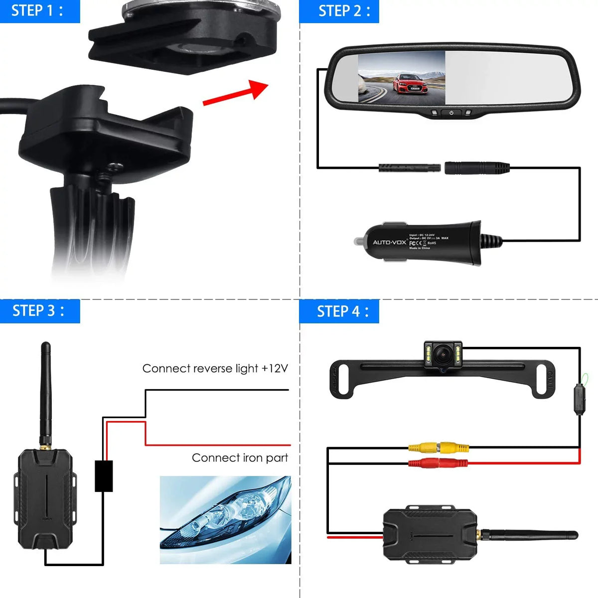 Trucks, Mirror Look Oem System for for View Camera Super Rear Camera Vehicles Car Wireless Camera Vision Backup Night Backup Auto-Vox Reversing (T1400U)