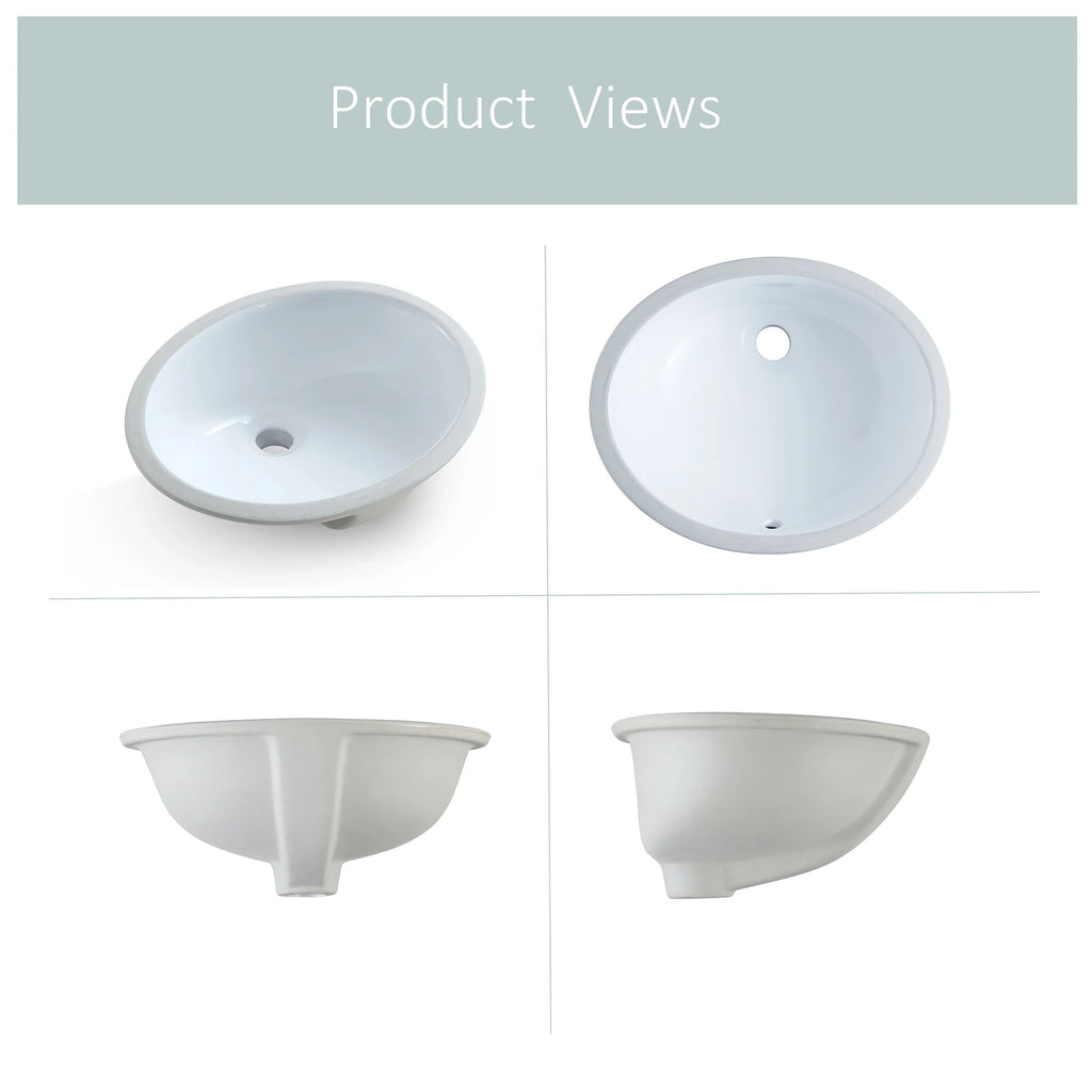 Sink Sink Finished White Glossy Oval Bathroom Vessel Ceramic 17"x14" Undermount Shape MEJE ,