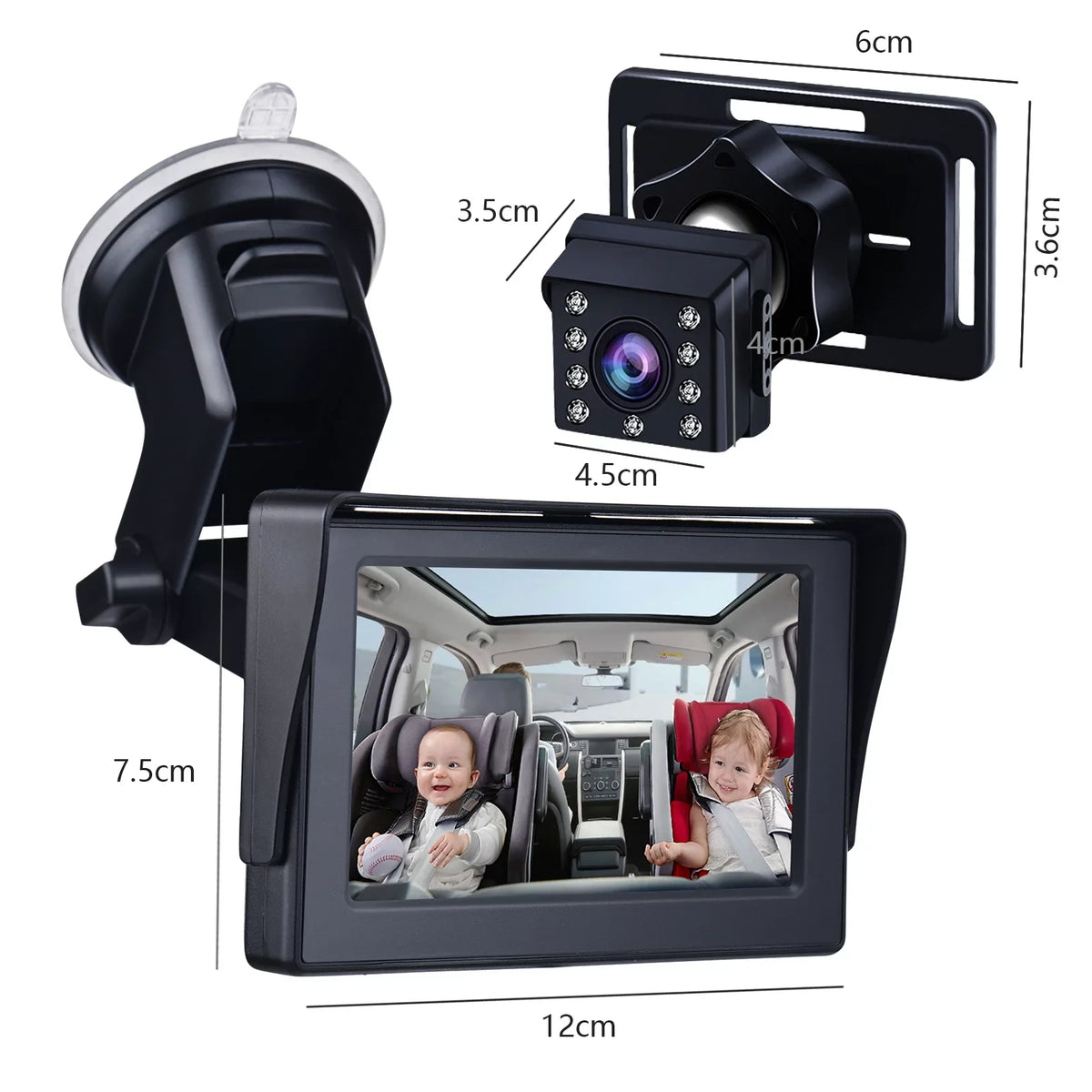Safety Car Adjustable Crystal Seat Night 5M Cable View 1080P Mirror Baby Mirror Car Clear Long Angle Monitored Camera Car 4.3 Length Inch Mirrors Baby Wide Cameras with Vision