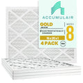 Pack) Gold Filter 16x20x1 MERV 8 Air Accumulair (4