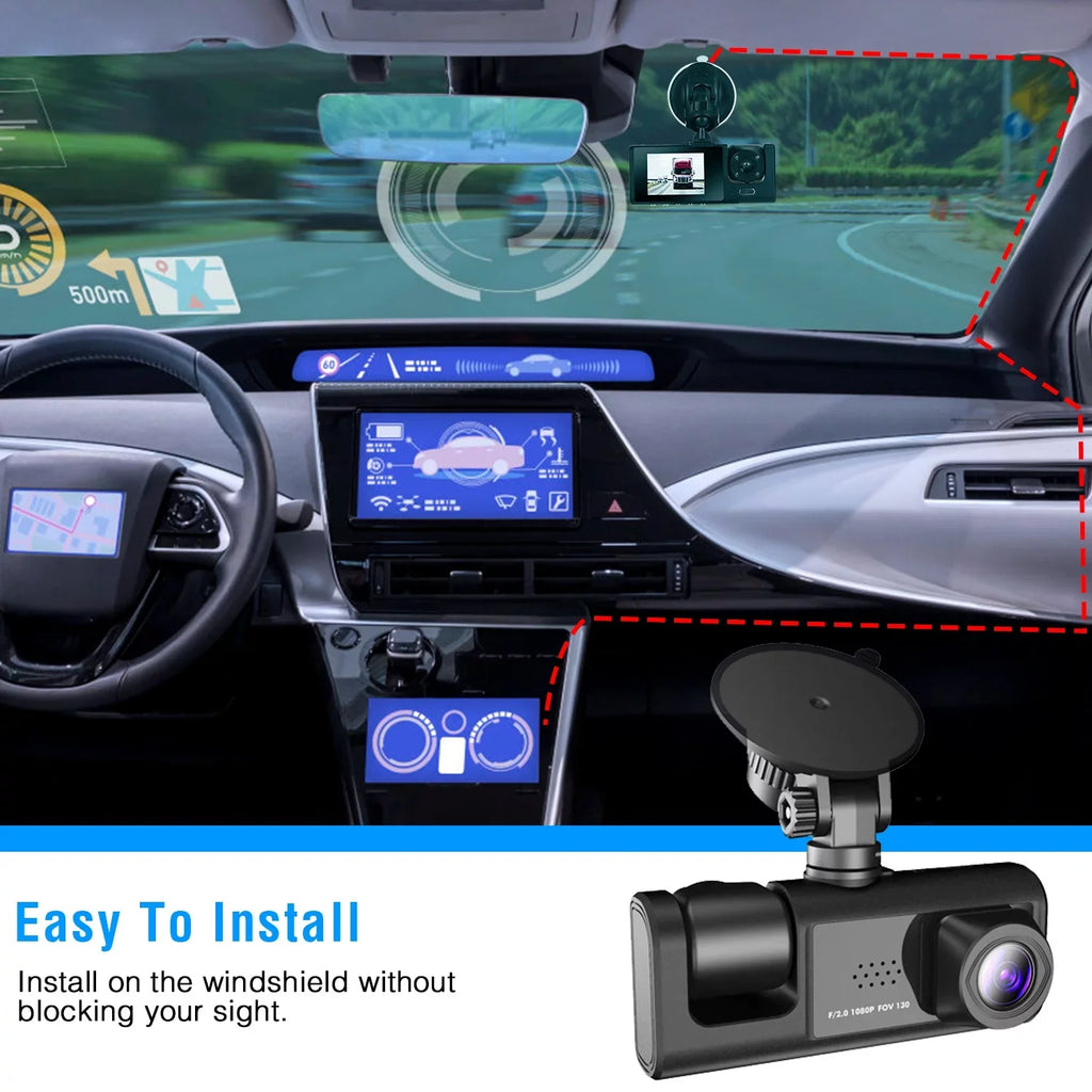 Dash Driving iMounTEK Front Cam Backup Dash Mode 1080P Video Vision, IR DVR Camera 3 Camera and Night G-Sensor, Car Cam, Recorder, Recorder, 3 Rear, Dashboard Inside Triple Way Parking Channel