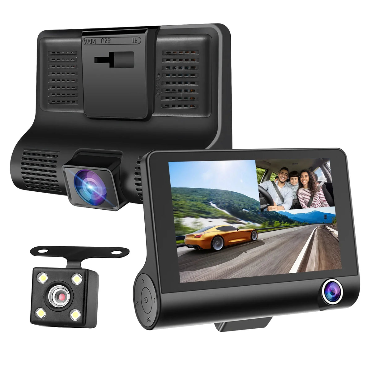 Cheefull Loop Vision 4 Wide Night Camera Backup Angle Angle Cameras Cam 3 Recording Car Dash Recorder Wide Inch Driving