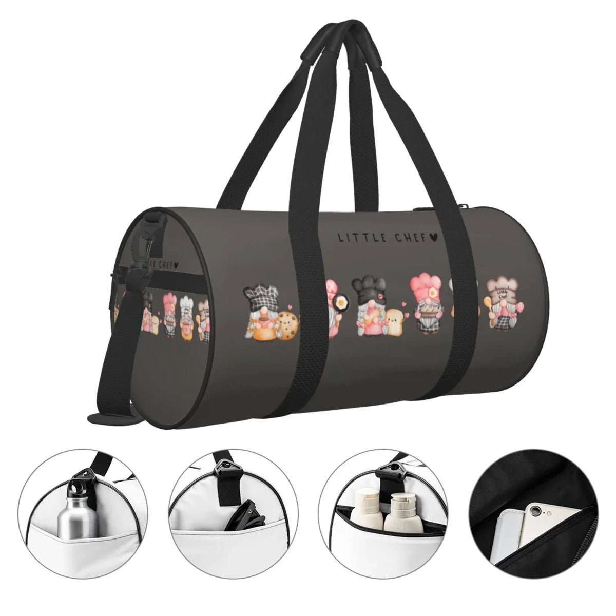 Capacity Bag Cylinder Large Travel Luggage Bag Sports Baker with Coaee and Gnome Bag Gym Waterproof Compartment Pocket